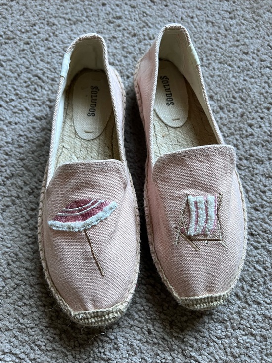 Soludos Shoes - Soludos Pink Beach Day Embroidered Espadrille Smoking Slippers Flats Size 6.5